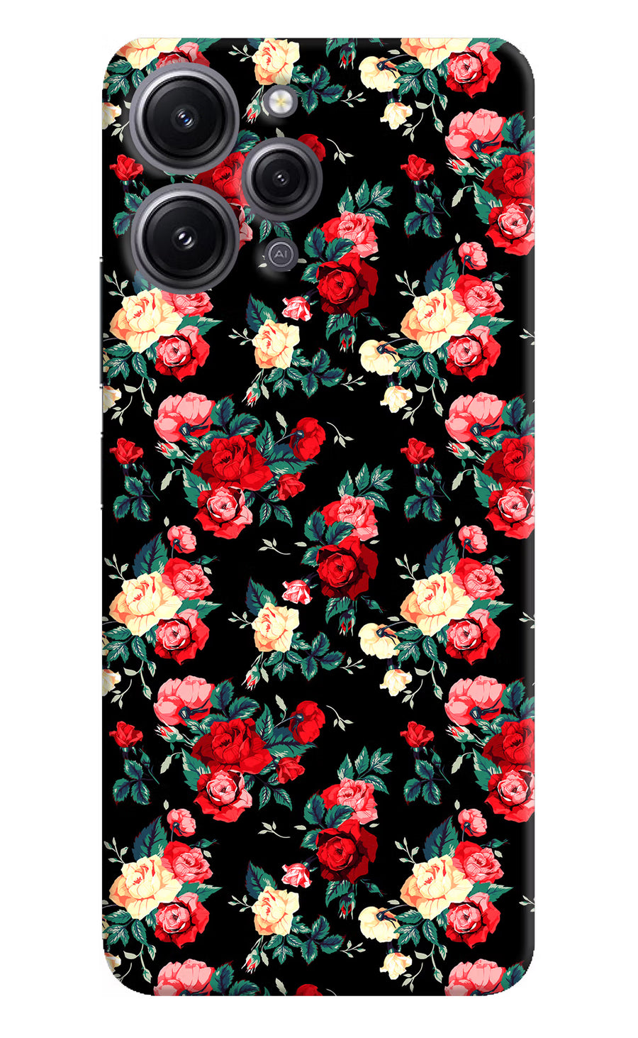 Rose Pattern Redmi 12 4G Back Cover, Hard case