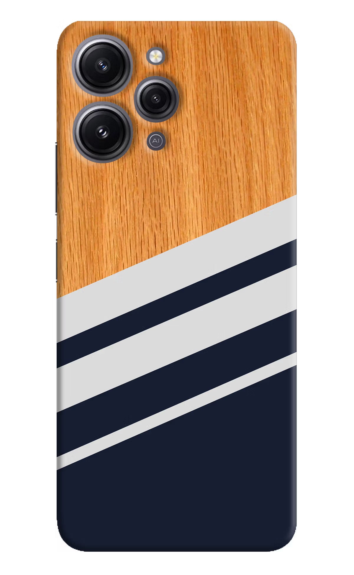 Blue and white wooden Redmi 12 4G Hard Case Back Cover by Casekaro