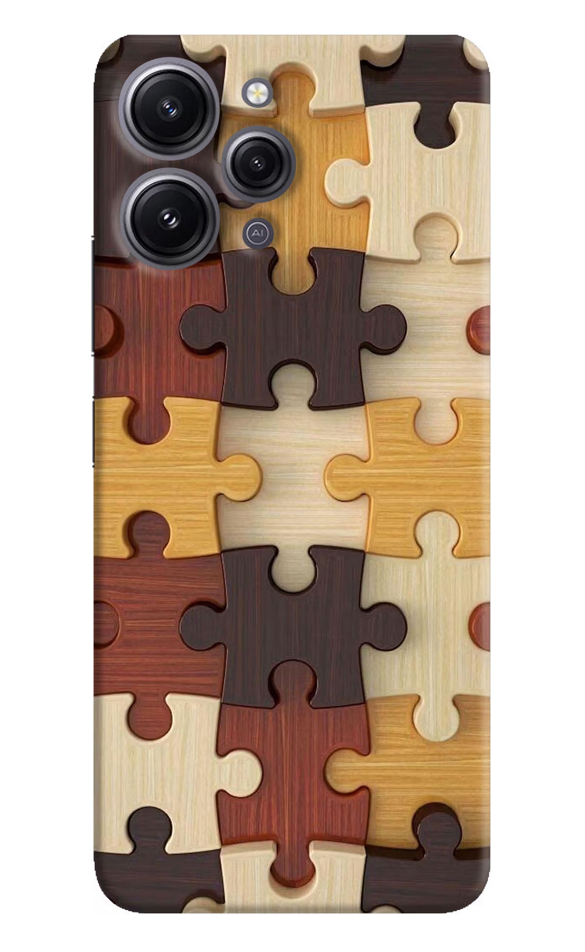 Wooden Puzzle Redmi 12 4G Hard Case Back Cover by Casekaro
