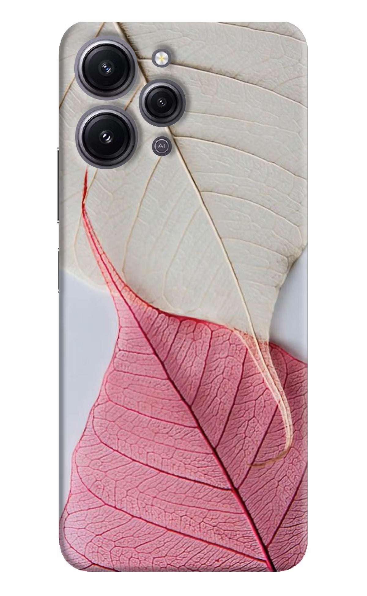 White Pink Leaf Redmi 12 4G Hard Case Back Cover by Casekaro