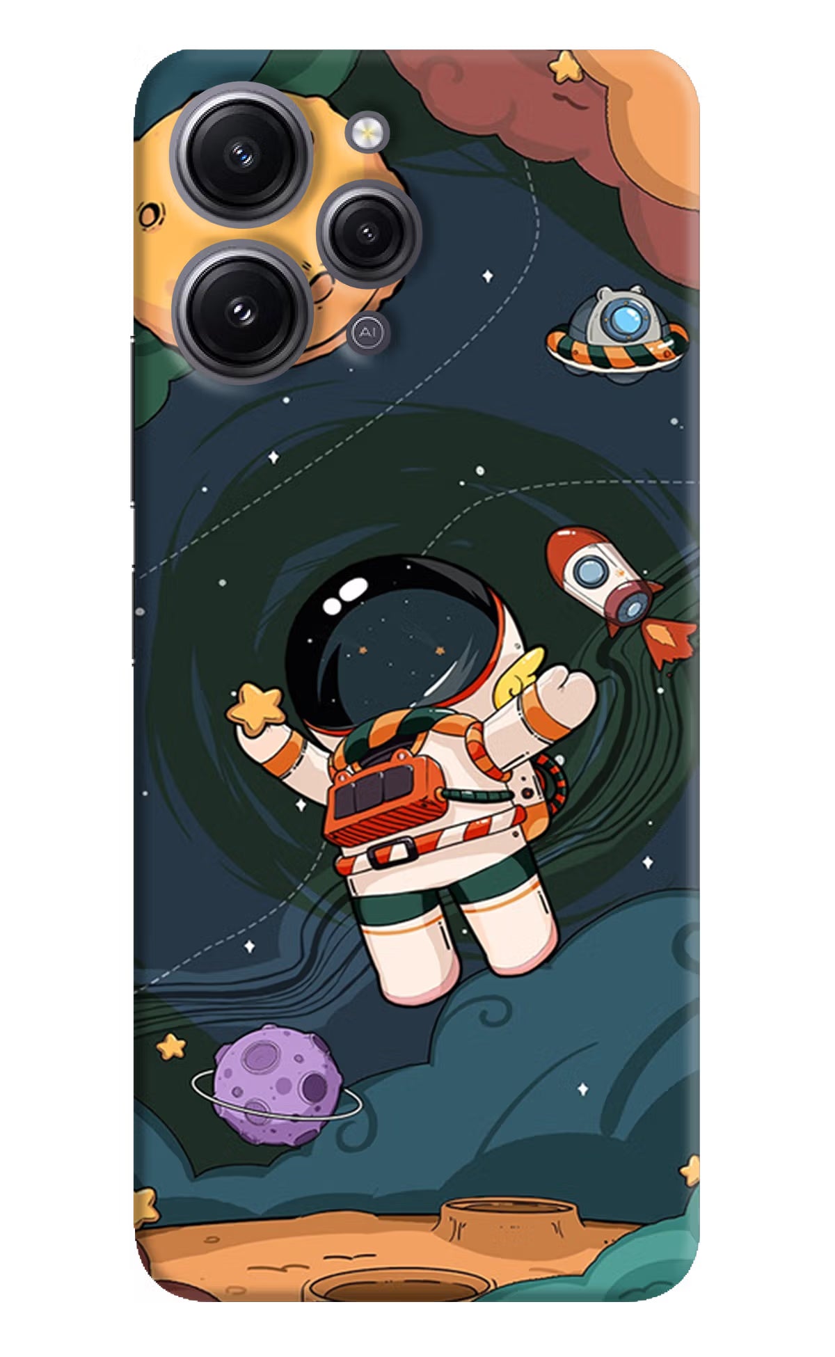 Cartoon Astronaut Redmi 12 4G Hard Case Back Cover by Casekaro