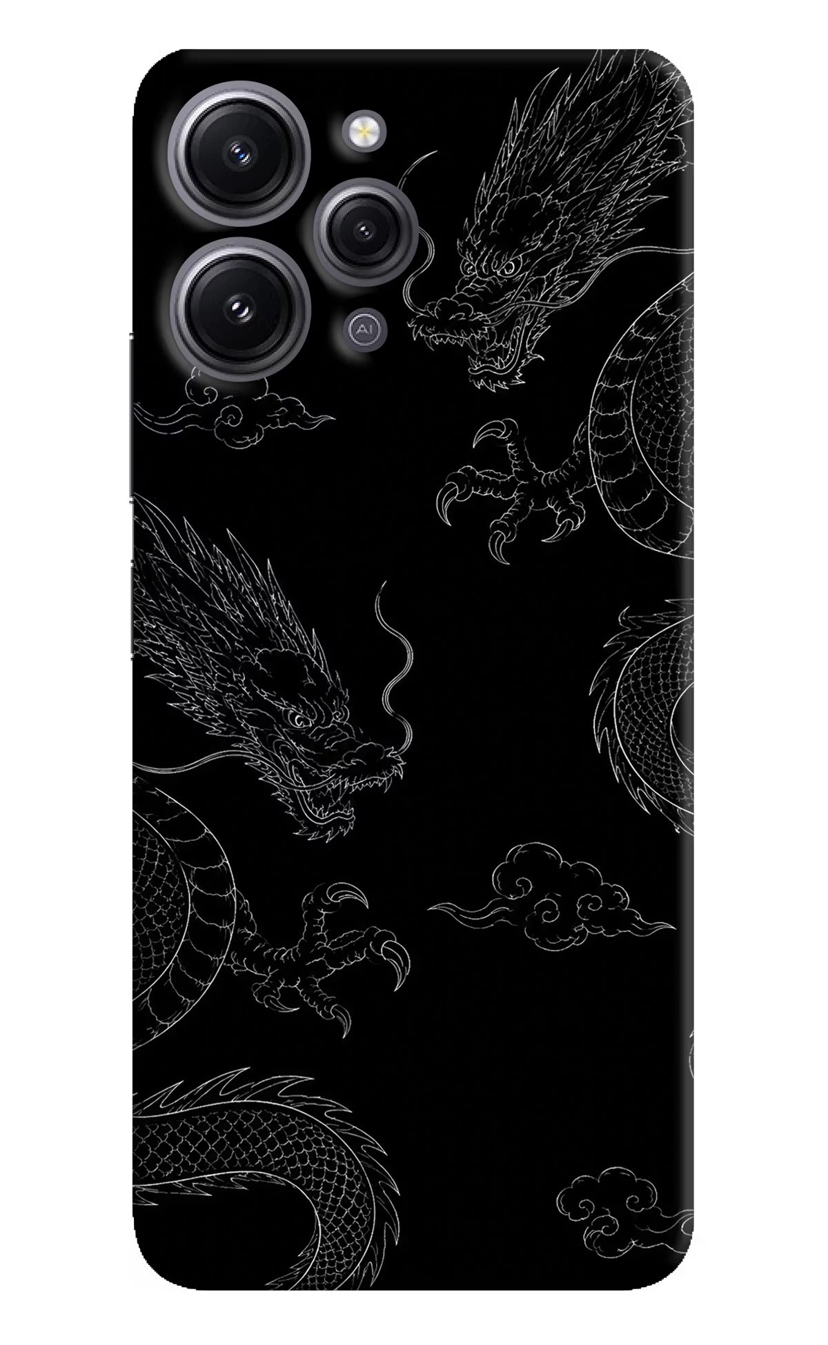 Twin Dragons Redmi 12 4G Hard Case Back Cover by Casekaro