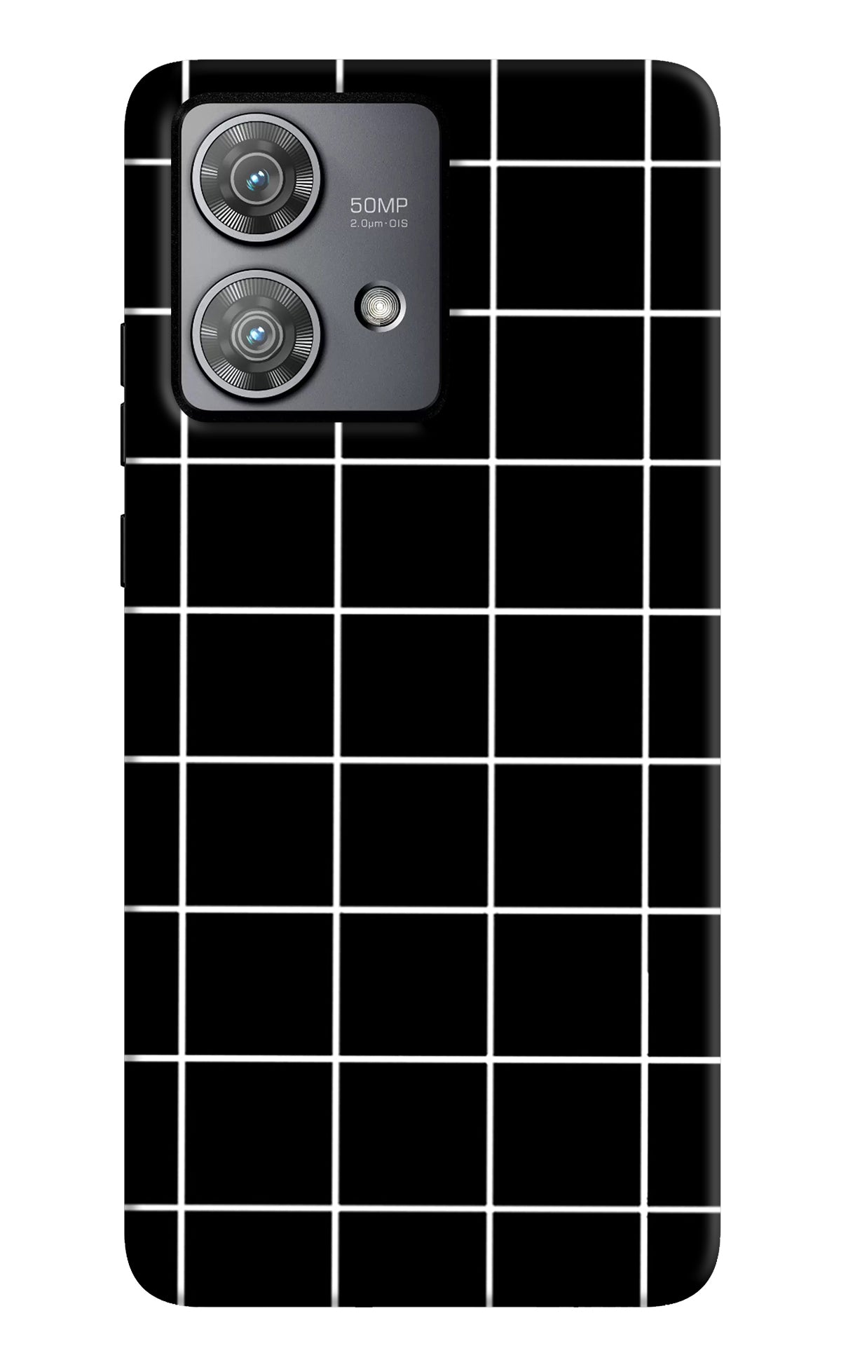 White Grid Moto Edge 40 Neo Back Cover