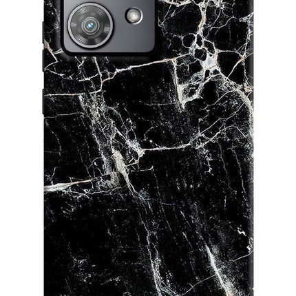 Black Marble Texture Moto Edge 40 Neo Hard Case Back Cover by Casekaro