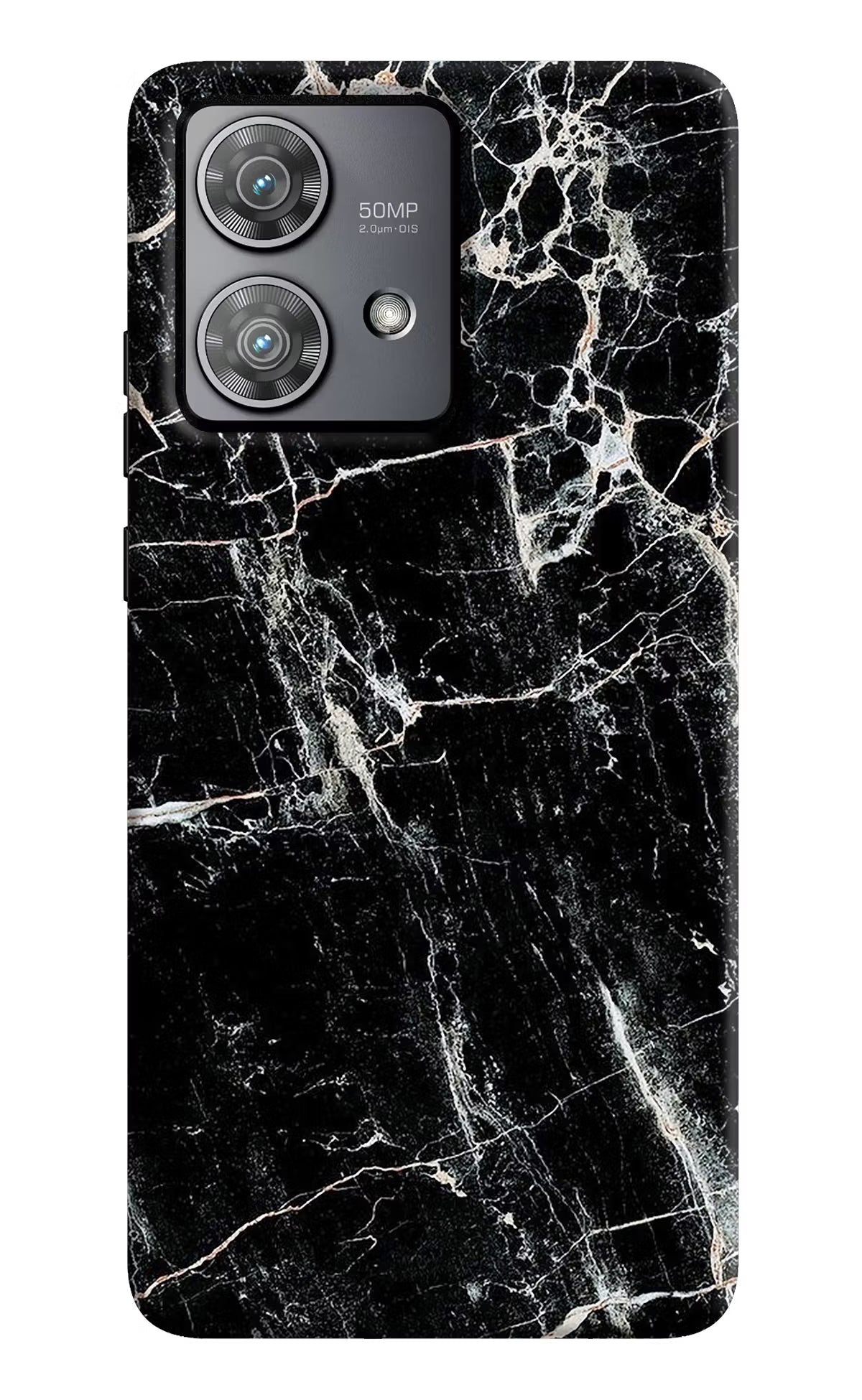 Black Marble Texture Moto Edge 40 Neo Hard Case Back Cover by Casekaro