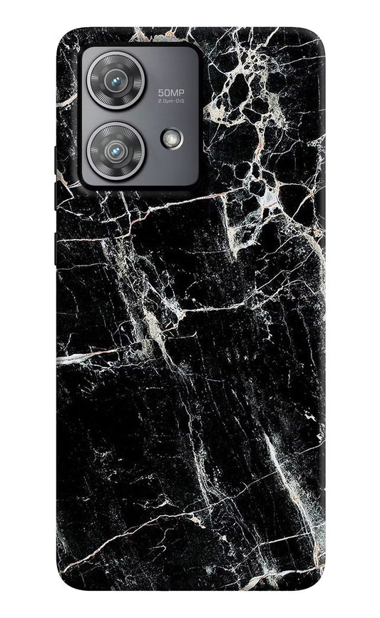 Black Marble Texture Moto Edge 40 Neo Hard Case Back Cover by Casekaro