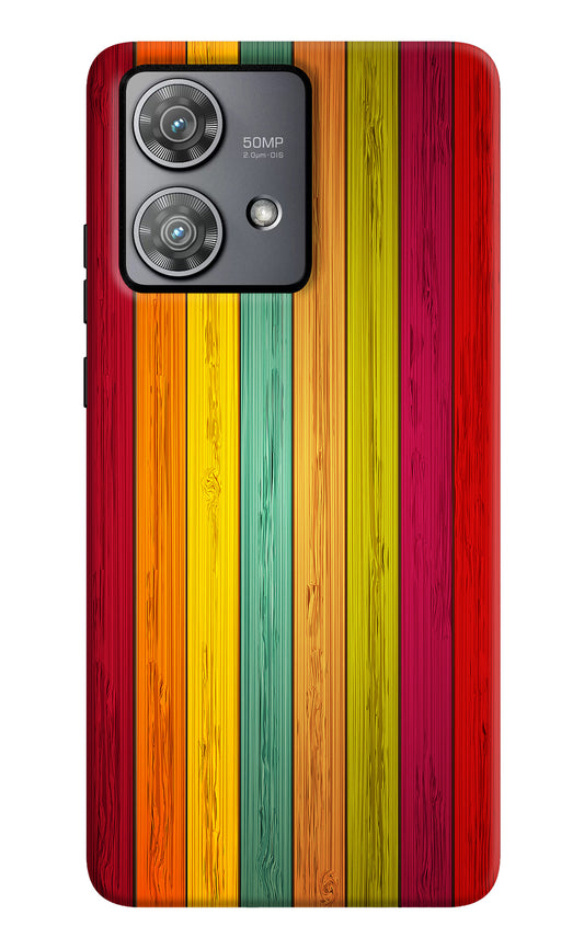 Multicolor Wooden Moto Edge 40 Neo Back Cover