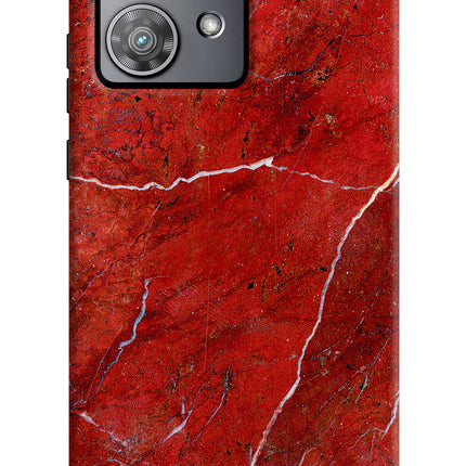 Red Marble Design Moto Edge 40 Neo Hard Case Back Cover by Casekaro
