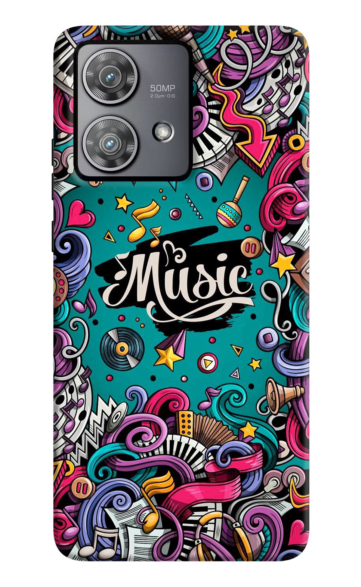 Music Graffiti Moto Edge 40 Neo Hard Case Back Cover by Casekaro