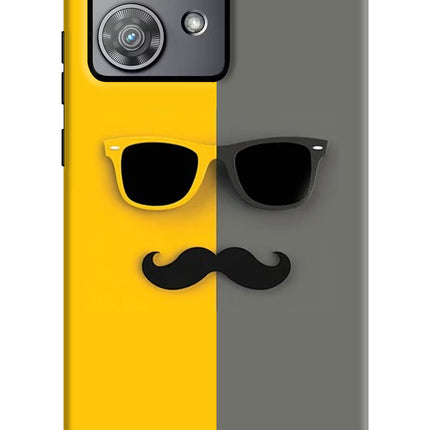 Sunglasses with Mustache Moto Edge 40 Neo Hard Case Back Cover by Casekaro