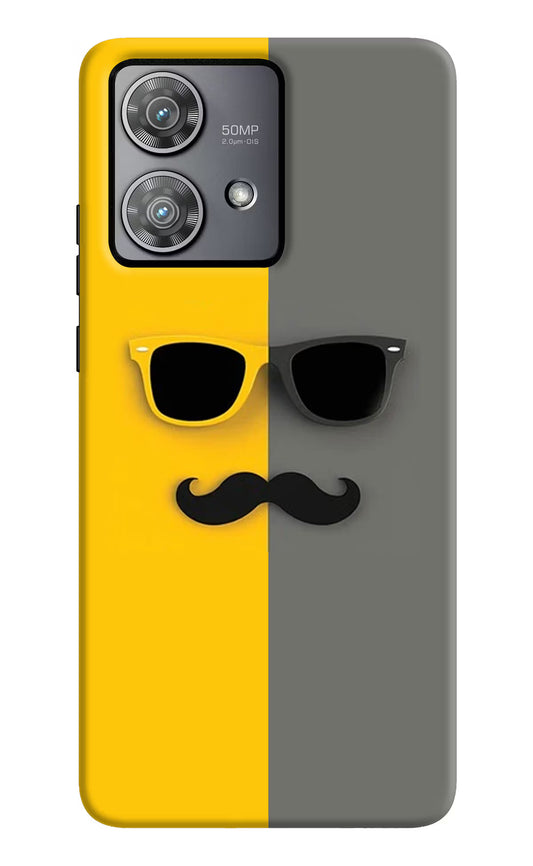 Sunglasses with Mustache Moto Edge 40 Neo Hard Case Back Cover by Casekaro
