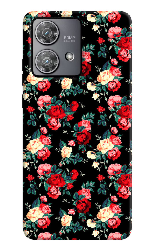 Rose Pattern Moto Edge 40 Neo Hard Case Back Cover by Casekaro