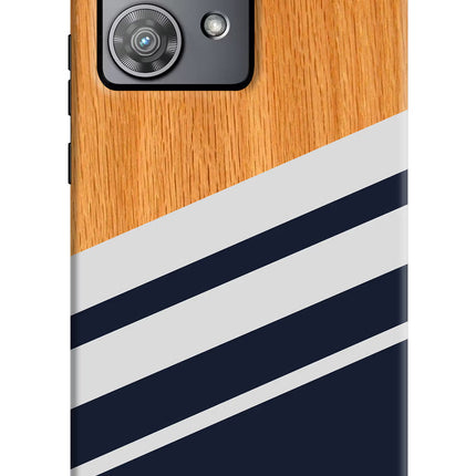Blue and white wooden Moto Edge 40 Neo Hard Case Back Cover by Casekaro