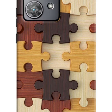 Wooden Puzzle Moto Edge 40 Neo Hard Case Back Cover by Casekaro