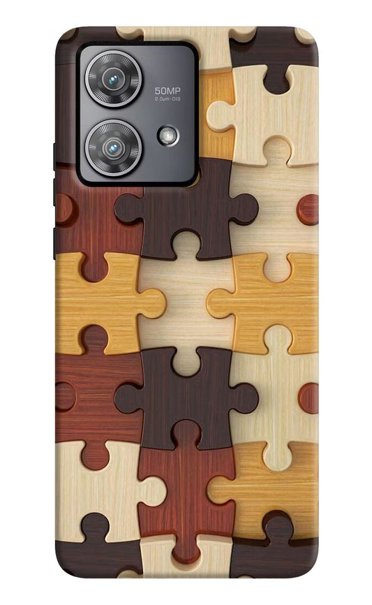 Wooden Puzzle Moto Edge 40 Neo Hard Case Back Cover by Casekaro