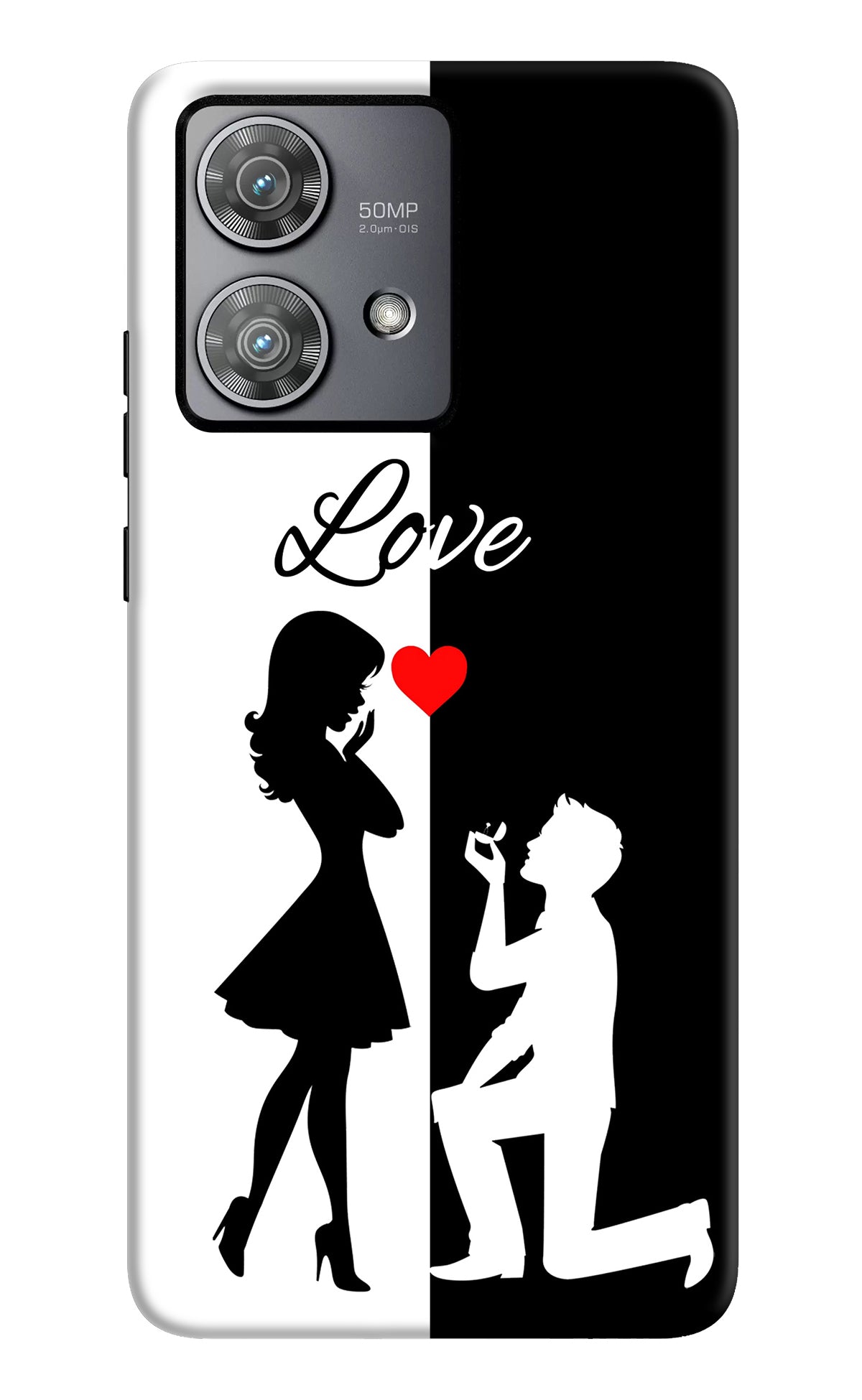 Love Propose Black And White Moto Edge 40 Neo Back Cover