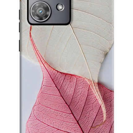 White Pink Leaf Moto Edge 40 Neo Hard Case Back Cover by Casekaro