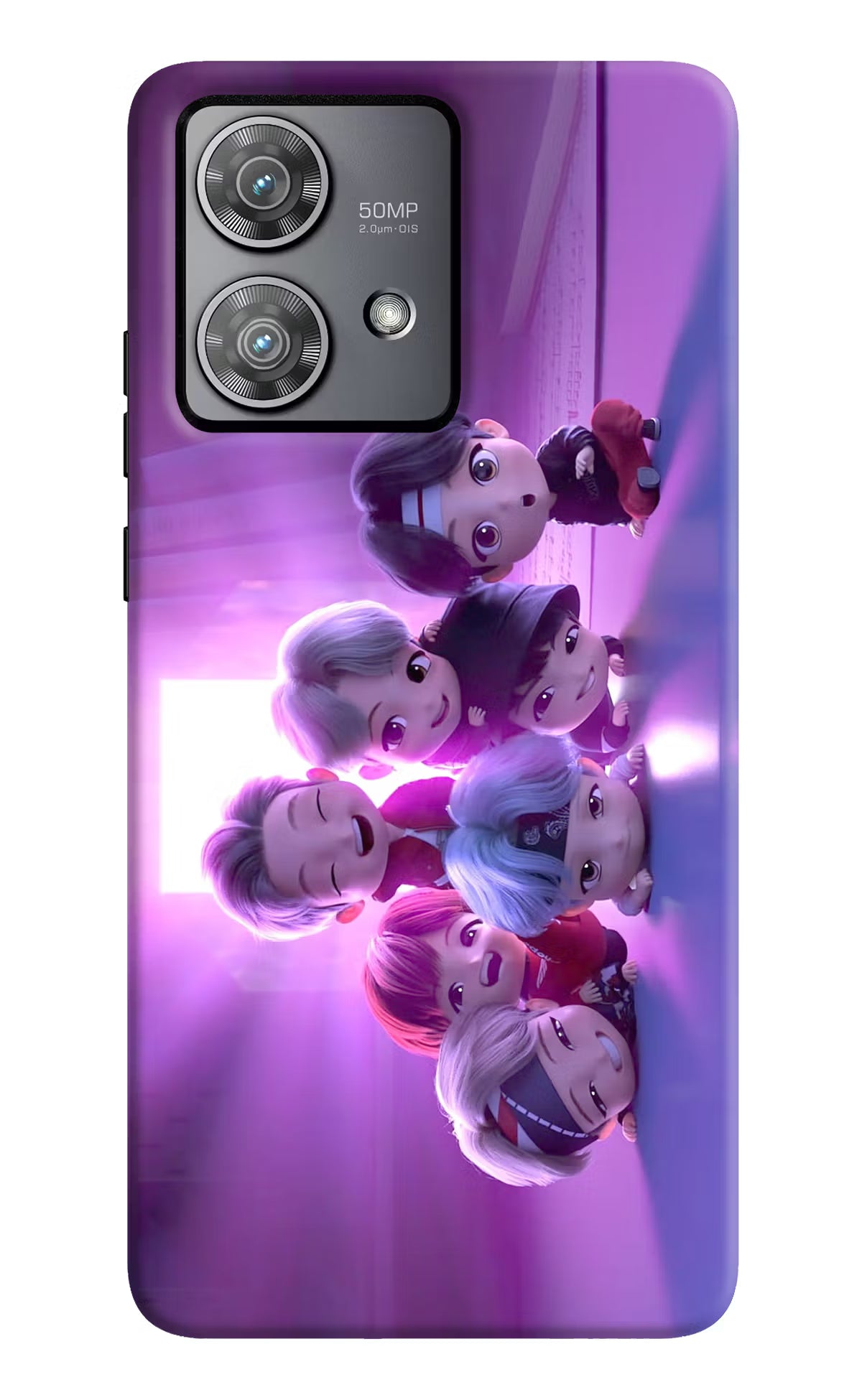 BTS Chibi Moto Edge 40 Neo Hard Case Back Cover by Casekaro
