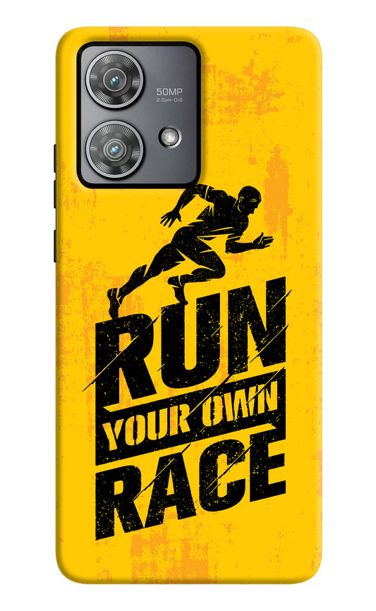 Run Your Own Race Moto Edge 40 Neo Back Cover