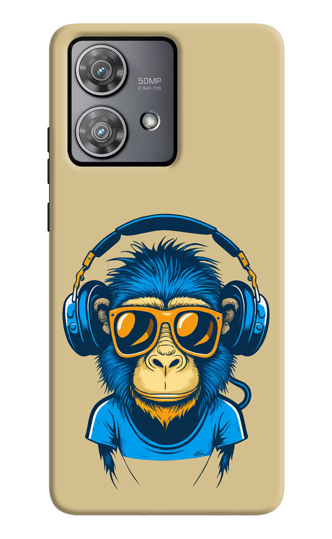 Monkey Headphone Moto Edge 40 Neo Hard Case Back Cover by Casekaro