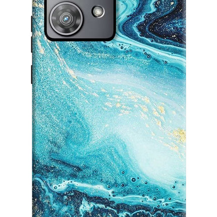 Blue Glitter Marble Moto Edge 40 Neo Hard Case Back Cover by Casekaro