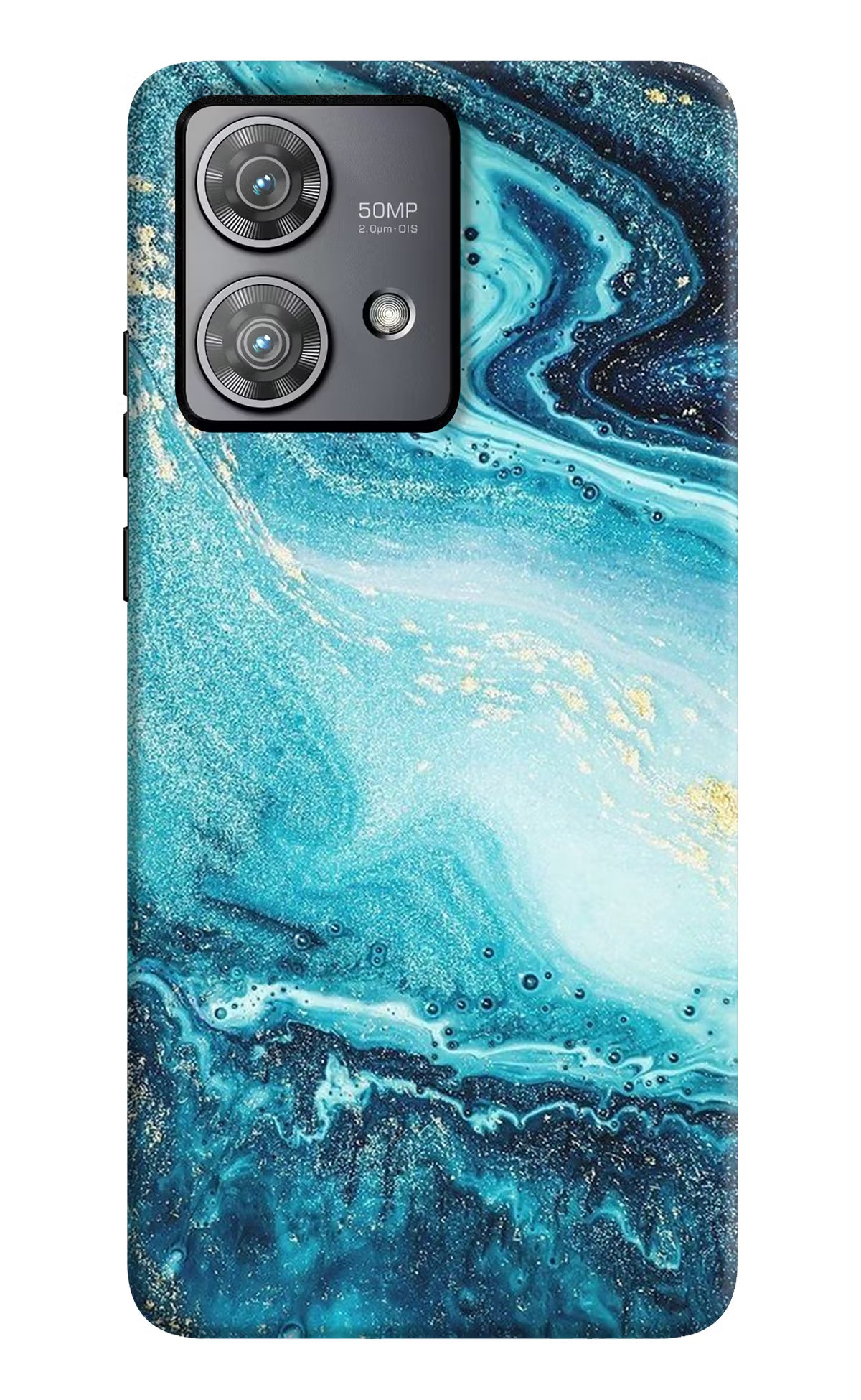 Blue Glitter Marble Moto Edge 40 Neo Hard Case Back Cover by Casekaro