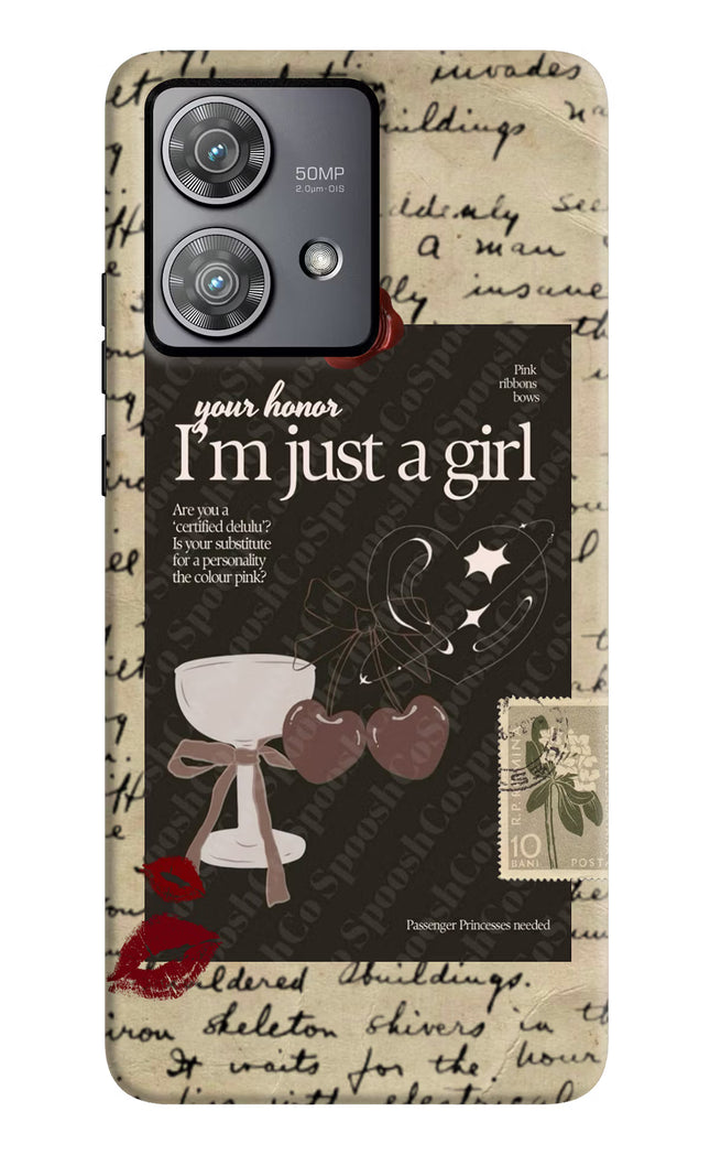 I am just a girl Moto Edge 40 Neo Hard Case Back Cover by Casekaro