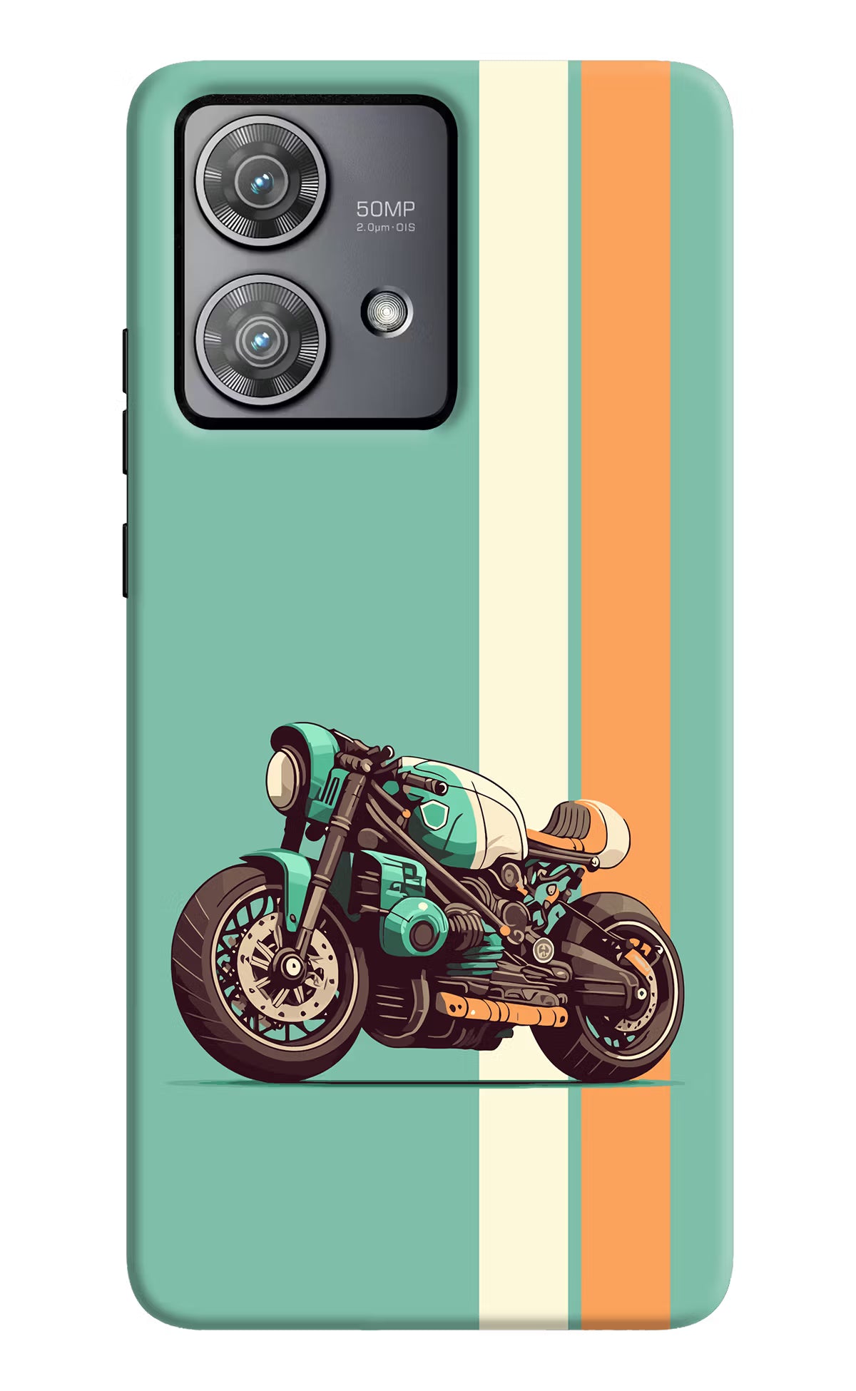 Striped Moto Drift Moto Edge 40 Neo Hard Case Back Cover by Casekaro