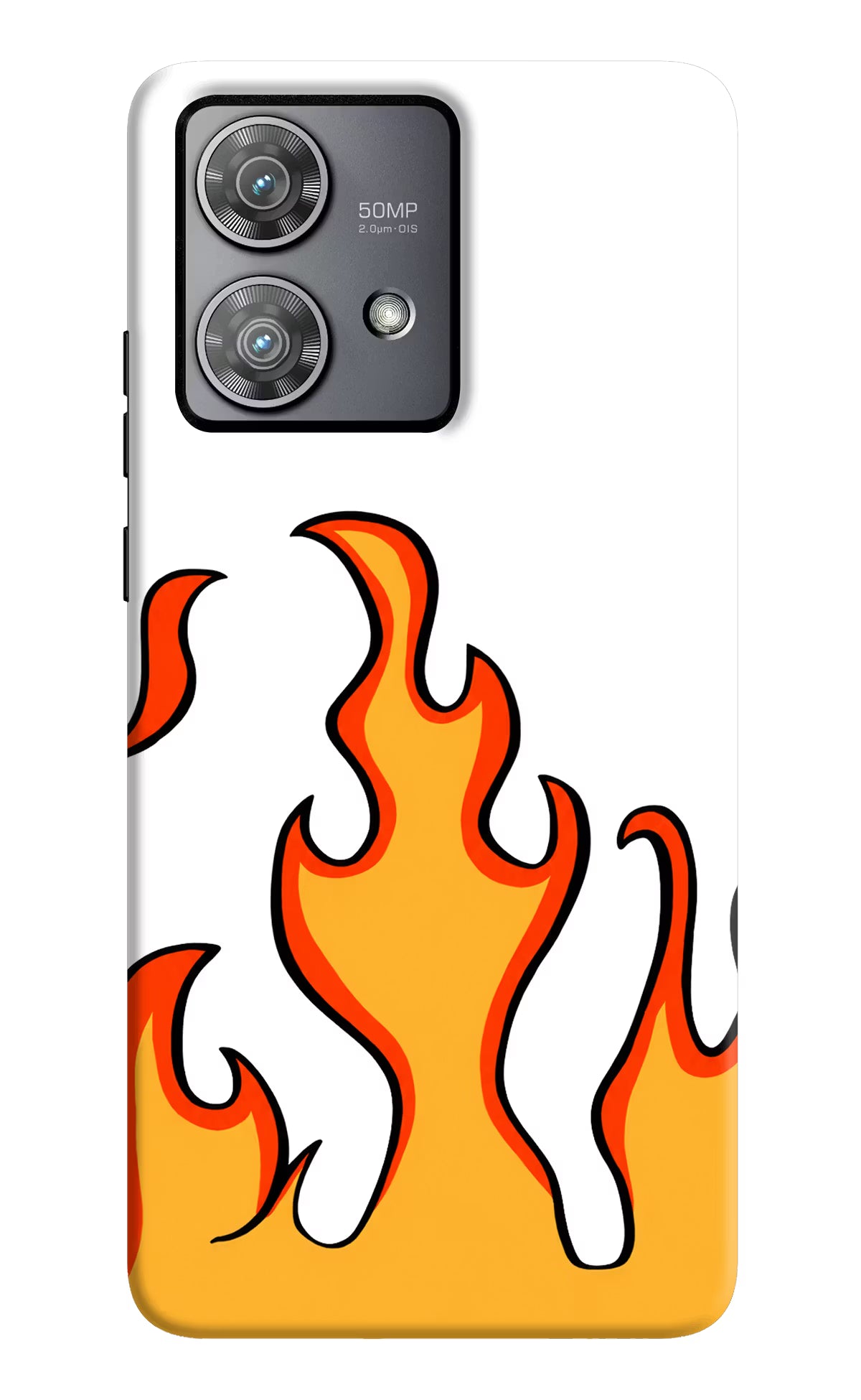Fired Up – White Moto Edge 40 Neo Hard Case Back Cover by Casekaro