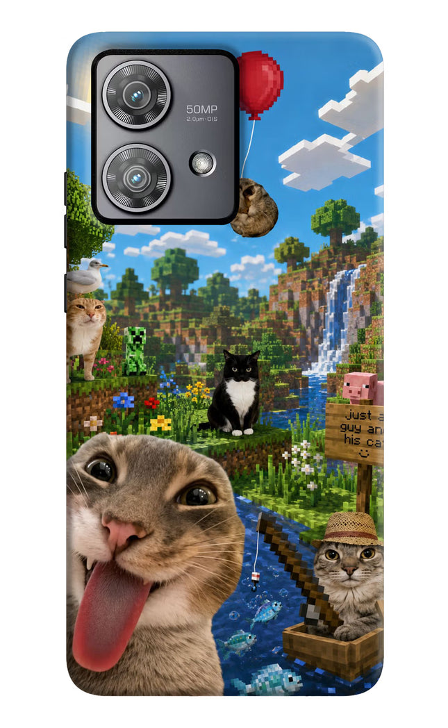 Minecraft Cat Chaos Moto Edge 40 Neo Hard Case Back Cover by Casekaro