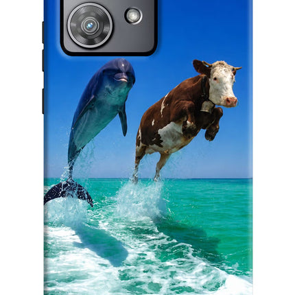 Dolphin vs Cow Moto Edge 40 Neo Hard Case Back Cover by Casekaro