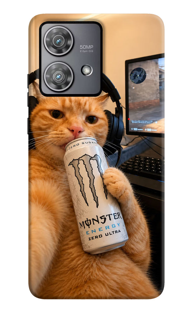 Gamer Cat Energy Moto Edge 40 Neo Hard Case Back Cover by Casekaro