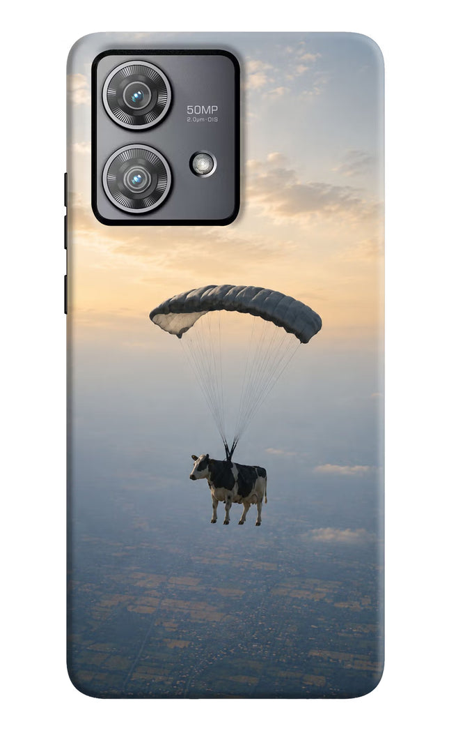 Skydiving Cow Moto Edge 40 Neo Hard Case Back Cover by Casekaro
