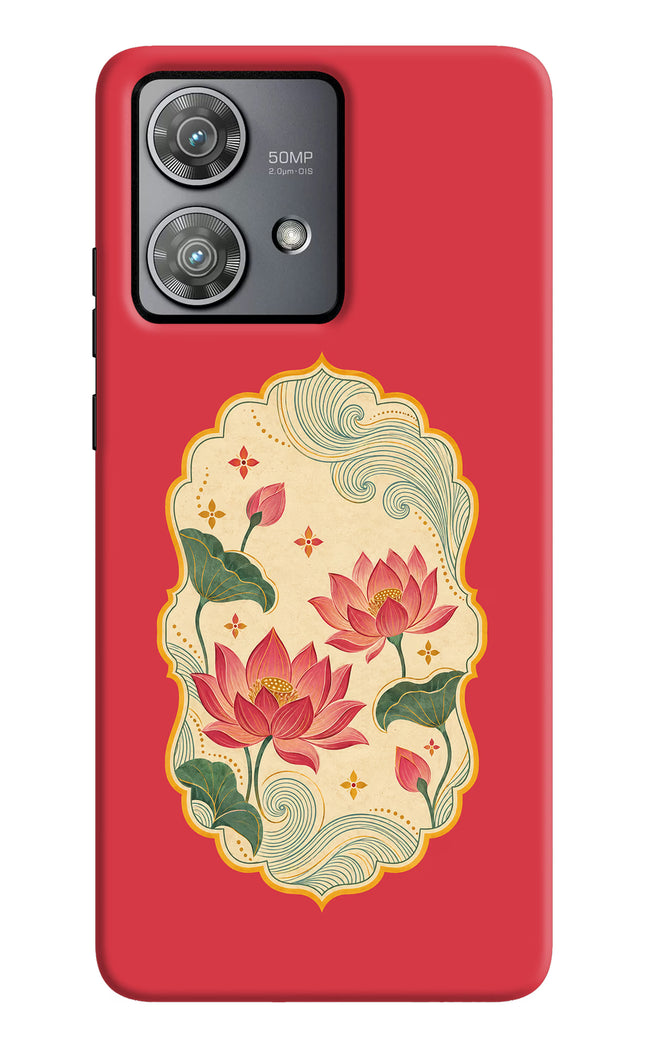 Pink Lotus Moto Edge 40 Neo Hard Case Back Cover by Casekaro