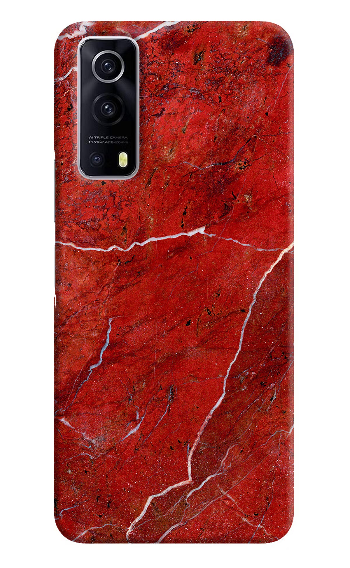 Red Marble Design iQOO Z3 5G Hard Case Back Cover by Casekaro