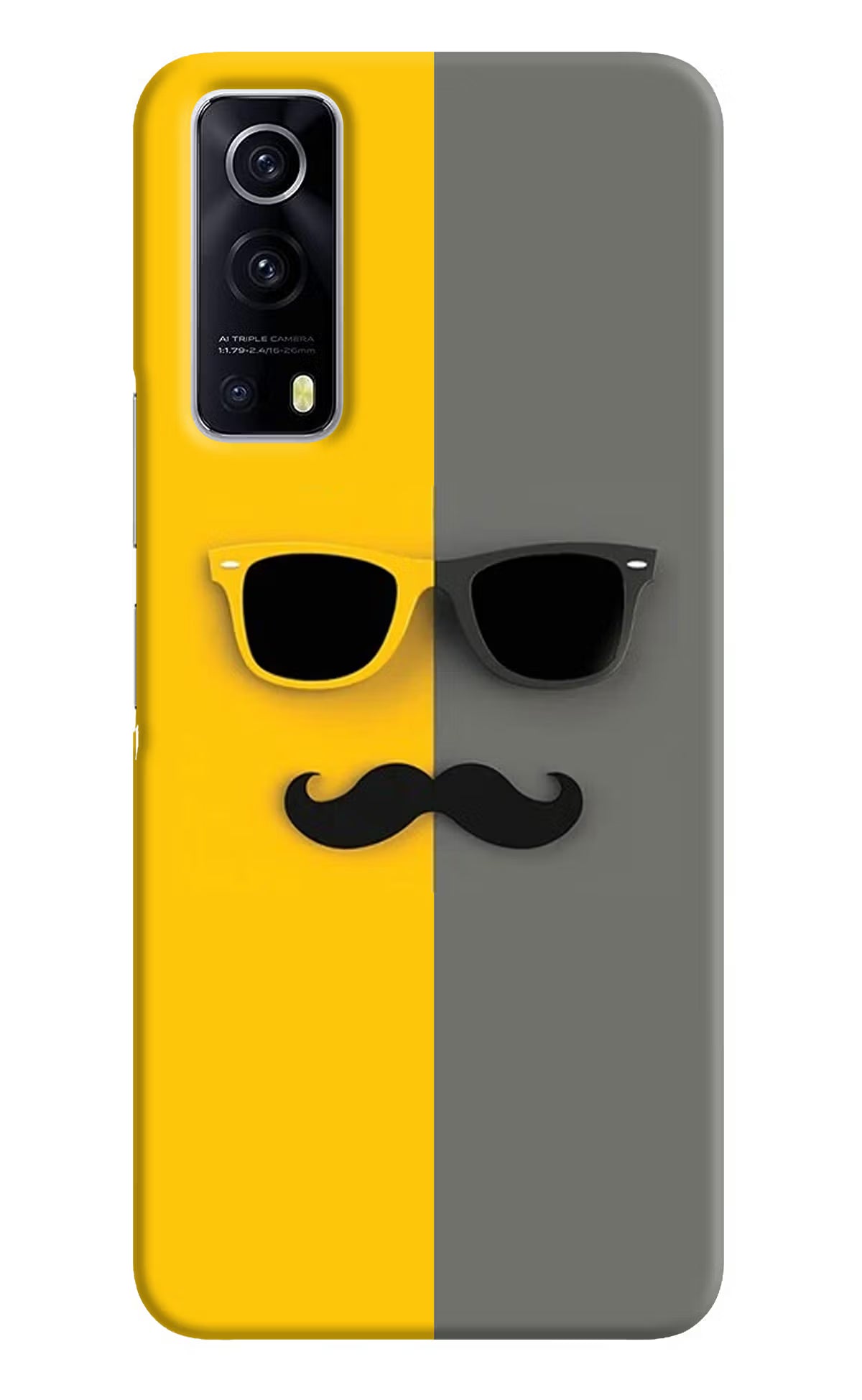 Sunglasses with Mustache iQOO Z3 5G Hard Case Back Cover by Casekaro
