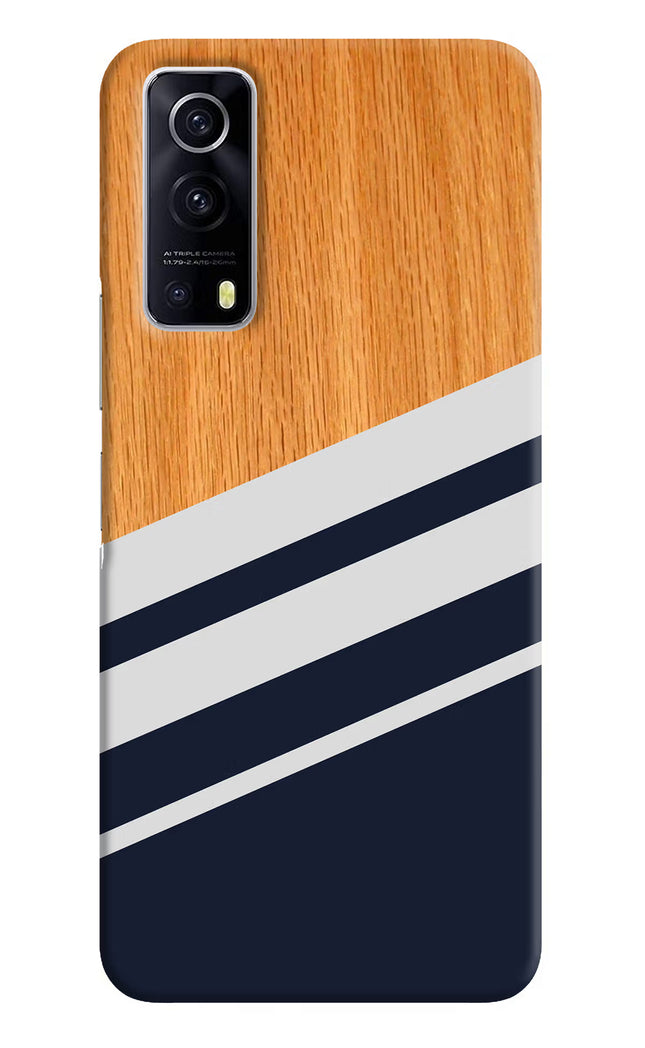 Blue and white wooden iQOO Z3 5G Hard Case Back Cover by Casekaro