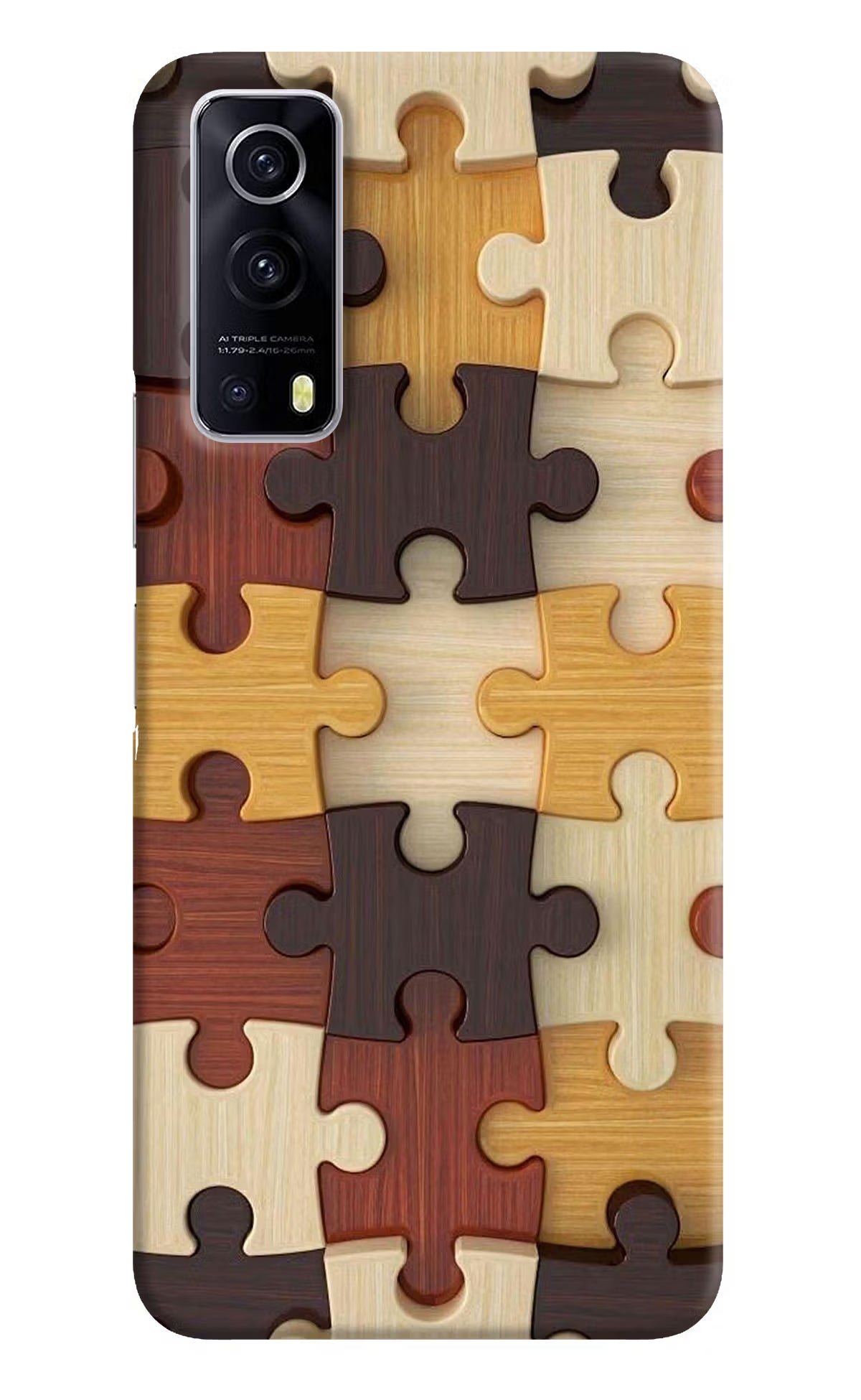 Wooden Puzzle iQOO Z3 5G Hard Case Back Cover by Casekaro