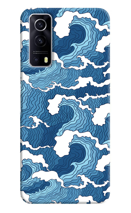 Blue Waves iQOO Z3 5G Hard Case Back Cover by Casekaro