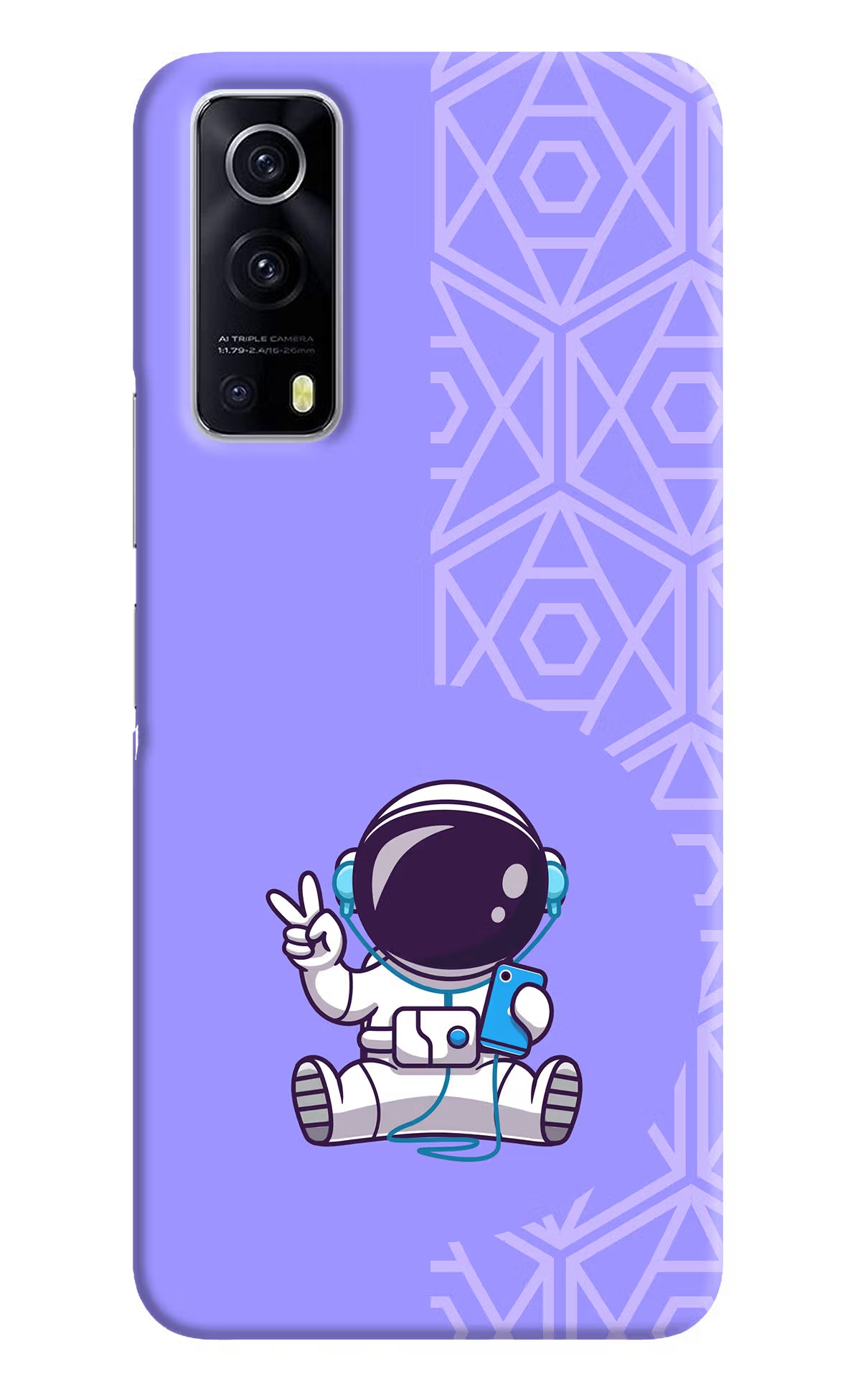 Cute Astronaut Chilling iQOO Z3 5G Hard Case Back Cover by Casekaro