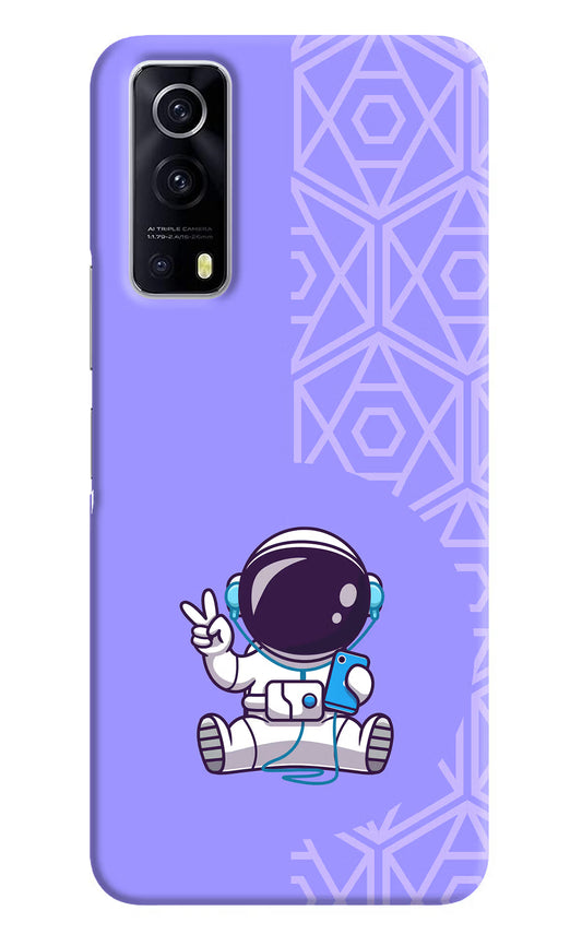 Cute Astronaut Chilling iQOO Z3 5G Hard Case Back Cover by Casekaro
