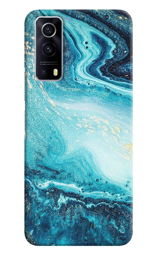 Blue Glitter Marble iQOO Z3 5G Hard Case Back Cover by Casekaro