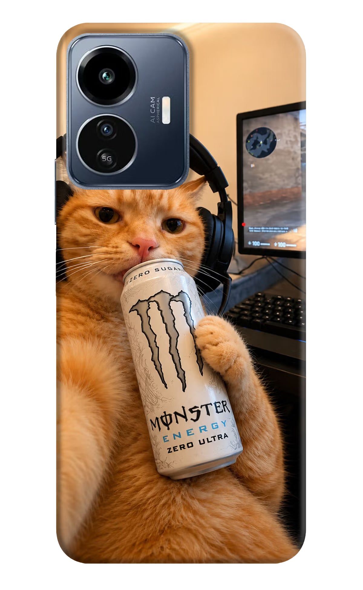 Gamer Cat Energy IQOO Z6 Lite 5G Back Cover