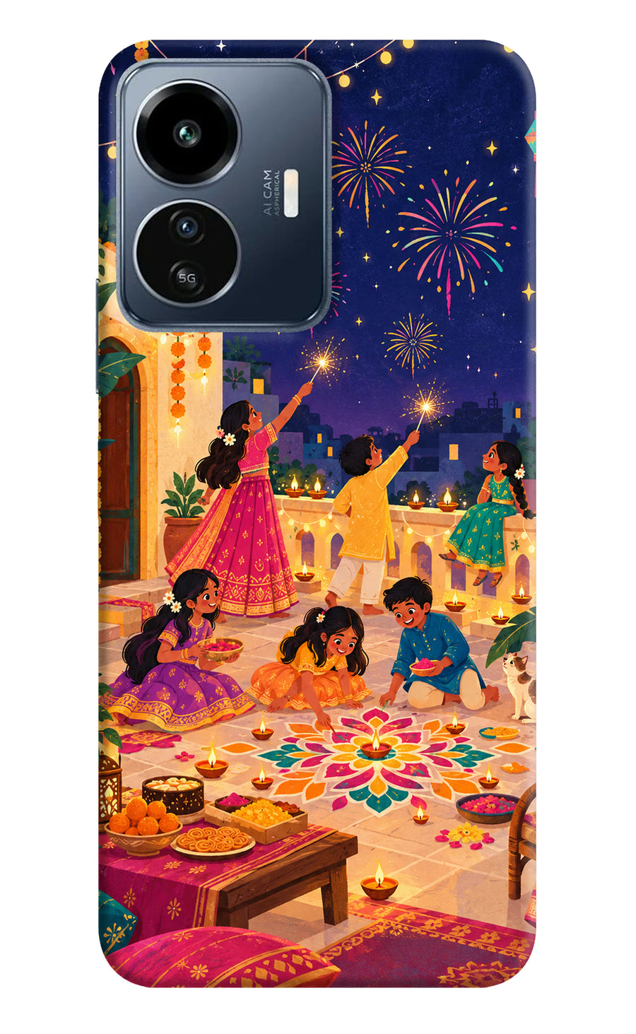 Diwali Night IQOO Z6 Lite 5G Back Cover, Hard case