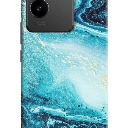 Blue Glitter Marble IQOO Z7 Pro 5G Hard Case Back Cover by Casekaro