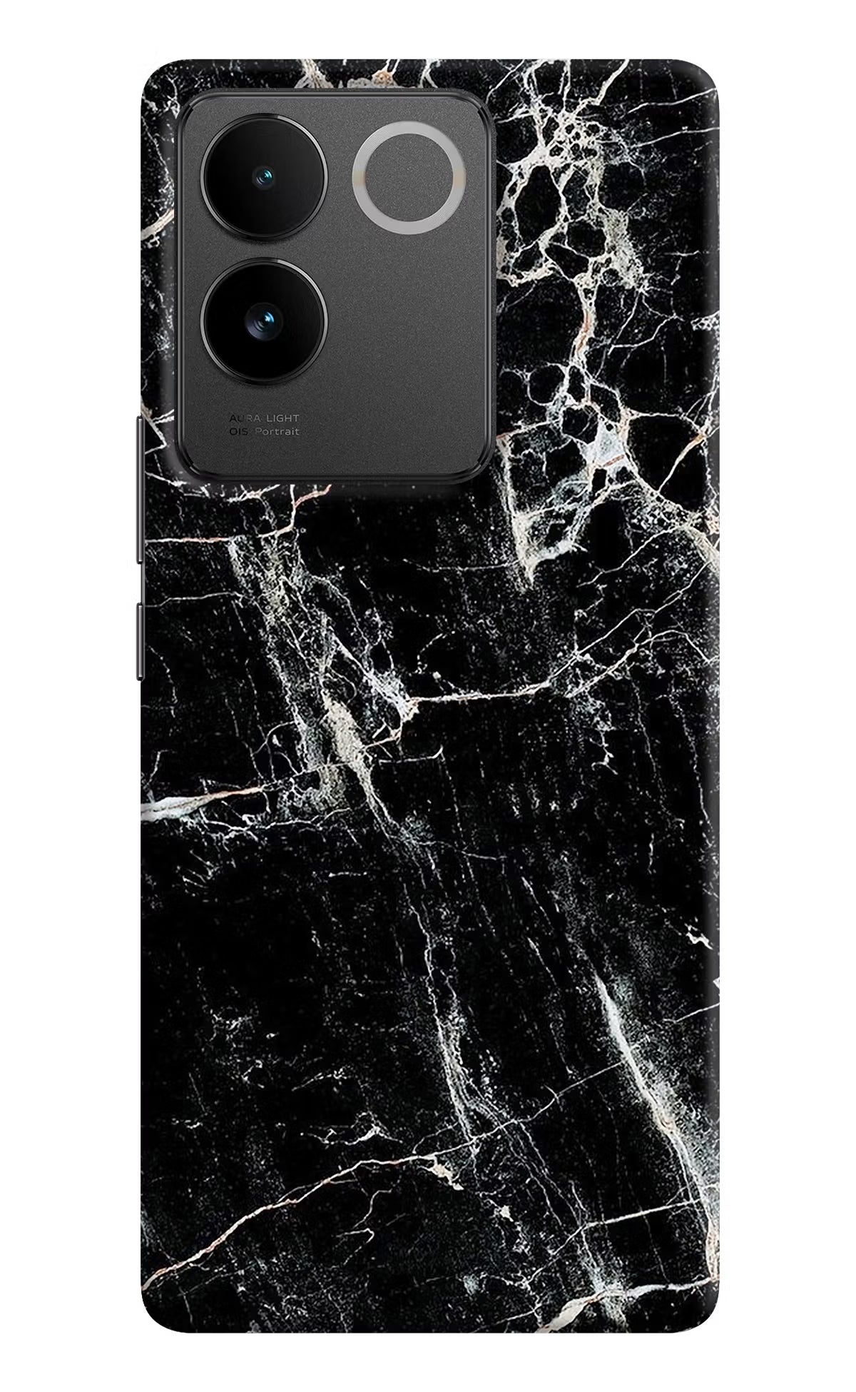 Black Marble Texture Vivo T2 Pro 5G Hard Case Back Cover by Casekaro