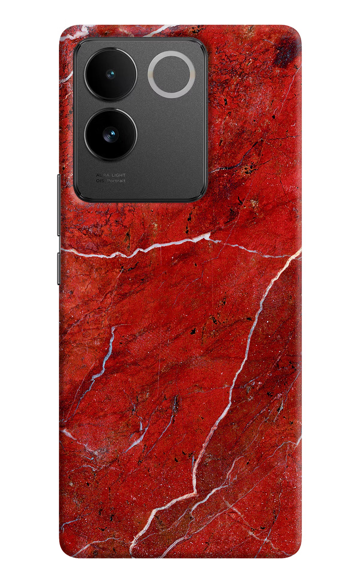 Red Marble Design Vivo T2 Pro 5G Hard Case Back Cover by Casekaro