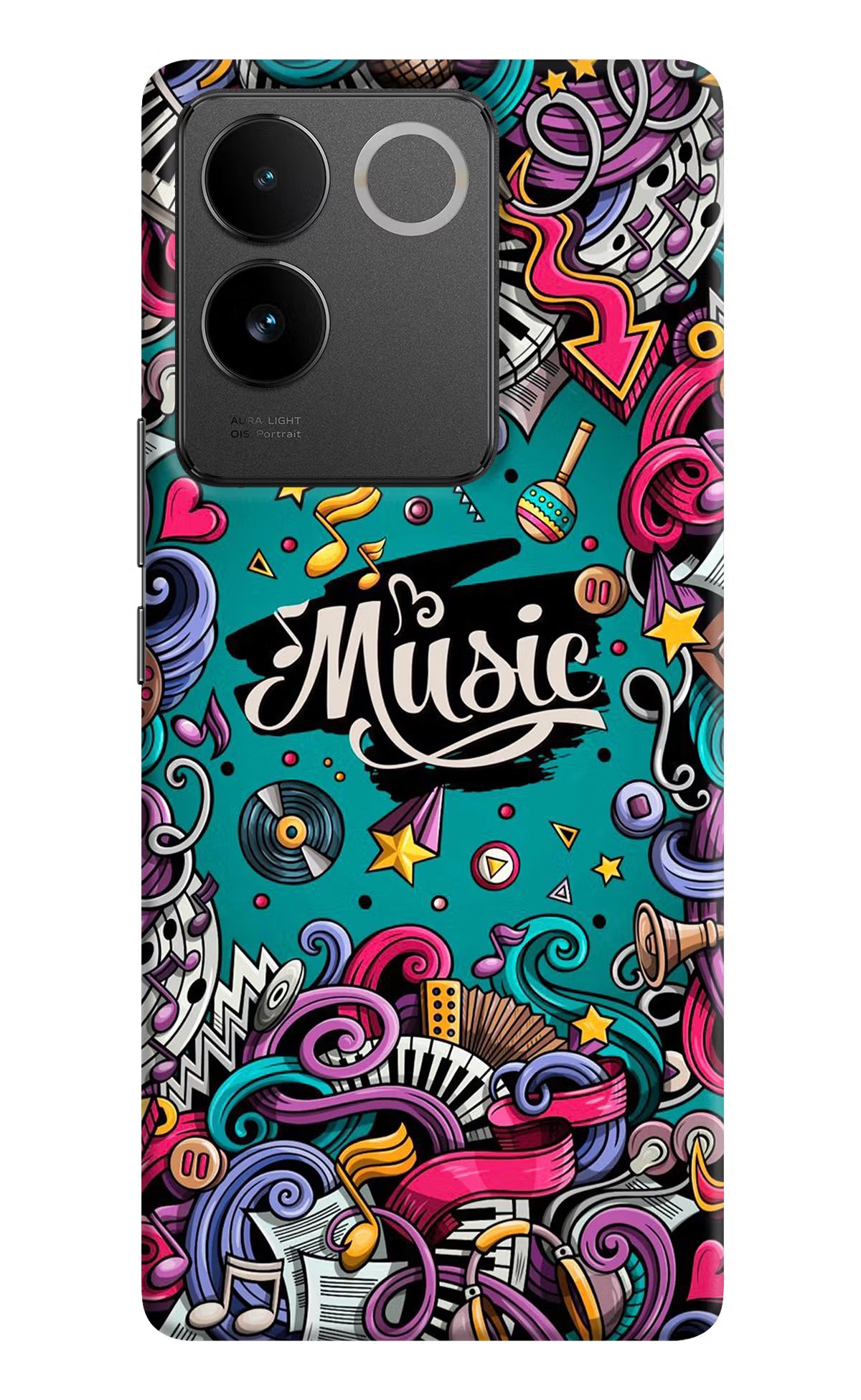 Music Graffiti Vivo T2 Pro 5G Hard Case Back Cover by Casekaro