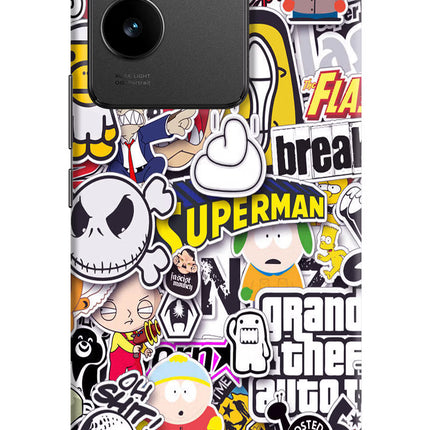 Sticker Bomb Vivo T2 Pro 5G Hard Case Back Cover by Casekaro