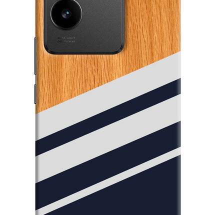 Blue and white wooden Vivo T2 Pro 5G Hard Case Back Cover by Casekaro